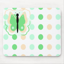 Melocotón bonito y mariposa verde Mousepad Alfombrillas De Raton