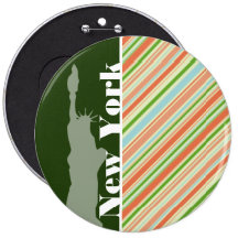 Melocotón y Forest Green Nueva York rayada Pin