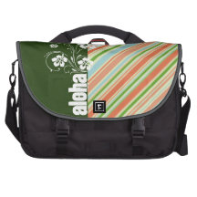 Melocotón y Forest Green rayados; Hawaiana Bolsas Para Portátil