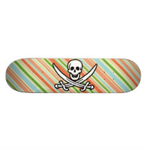 Melocotón y Forest Green Rogelio alegre rayado Patineta Personalizada