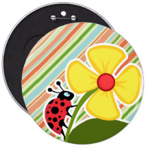 Melocotón y mariquita rayada de Forest Green Pins