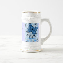 Memorias de la boda; Mariposa Blue1 polvoriento Taza