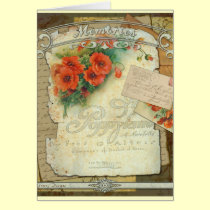 Memorias de las amapolas y escritura francesa tarjetas