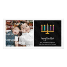 Menorah negro colorido Jánuca Tarjetas Fotograficas