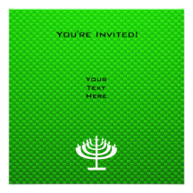 Menorah verde invitación personalizada