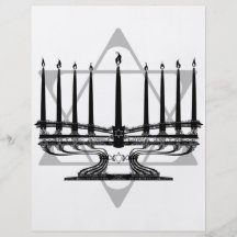 Menorah y estrella tarjetón