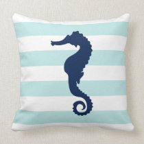 Menta blanca y Seahorse ancho azul del modelo de l almohadas