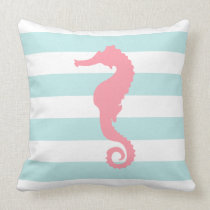 Menta blanca y Seahorse ancho rosado del modelo de almohadas