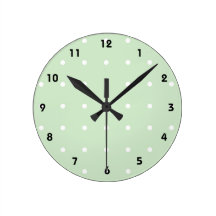 Menta con el reloj de pared blanco de los lunares