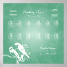 Menta de los pájaros del amor de la carta del asie poster