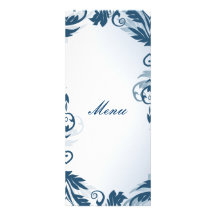 Menú a juego floral azul anuncio personalizado