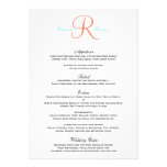 Menú anaranjado azul simple del boda del monograma invitacion personal 