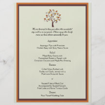 Menú caprichoso del boda del árbol de la caída tarjetas publicitarias