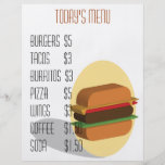 Menú de la hamburguesa tarjeton