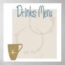 Menú de las bebidas impresiones