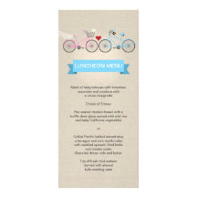 Menú de lino del boda de la bicicleta del estilo tarjetas publicitarias a todo color