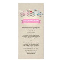 Menú de lino del boda del rosa de la bicicleta del tarjeta publicitaria personalizada
