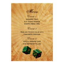 menú del boda de Vegas del vintage de los dados de Comunicado