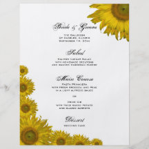 Menú del boda del borde del girasol tarjeton