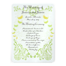 Menú del boda del pájaro de Whimisical de la verde Invitaciones Personalizada