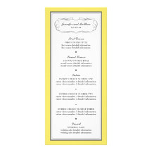 Menú del boda del smoking en amarillo y gris lonas personalizadas