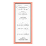 Menú del boda del smoking en coral y gris lonas