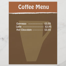 Menú del café flyer personalizado
