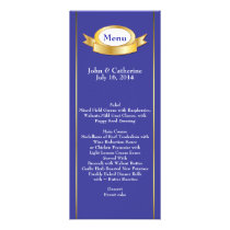 Menú elegante de la tabla del boda del azul y del  invitaciones