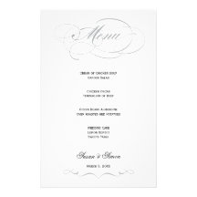 Menú elegante del boda de la escritura - gris  papeleria