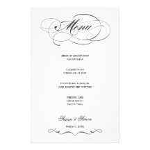 Menú elegante del boda de la escritura - negro  papeleria de diseño