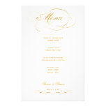 Menú elegante del boda de la escritura - oro papeleria