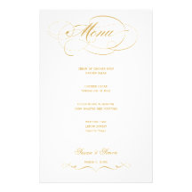 Menú elegante del boda de la escritura - oro papeleria