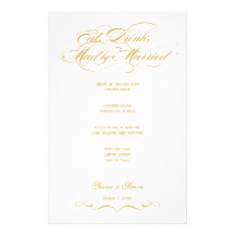 Menú elegante del boda de la escritura - oro papelería de diseño