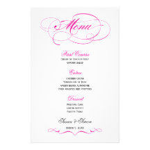 Menú elegante del boda de la escritura - rosa bril papelería personalizada