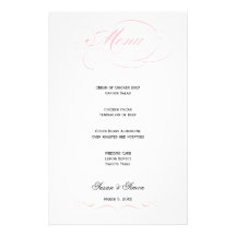 Menú elegante del boda de la escritura - ruboríces papelería personalizada