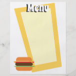 Menú en blanco temático de la hamburguesa retra de tarjetón