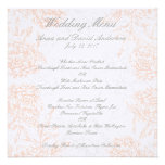 Menú floral gris anaranjado del boda del vintage invitaciones