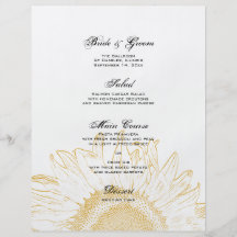 Menú gráfico del boda del girasol amarillo tarjeta publicitaria
