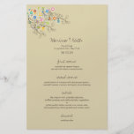 Menú maravilloso caprichoso del boda del jardín de tarjetas informativas