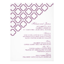 Menú moderno de encargo del boda del quatrefoil invitacion personalizada