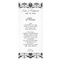 Menú negro y blanco elegante de la tabla del boda  invitaciones