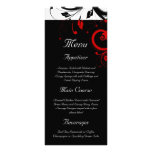 Menú reverso negro, blanco, rojo del boda del remo diseño de tarjeta publicitaria