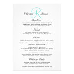 Menú simple del boda con inicial azul del monogram invitación personalizada