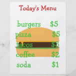 Menú temático de la hamburguesa simple Editable Flyer A Todo Color