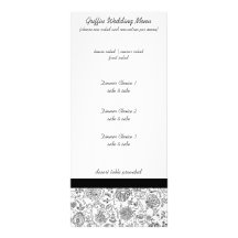 Menús florales negros elegantes del boda tarjeta publicitaria personalizada