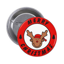 Merry Christmas Rudolf Rentier mit baum Anstecknadelbuttons