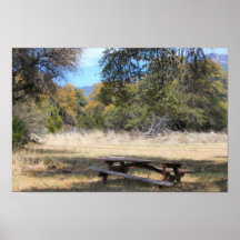 Mesa de picnic pacífica en la impresión del poster