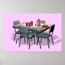 Mesa y sillas retras posters