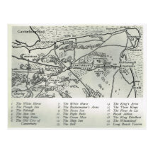 Mesones de Kent, mesones cerca del mapa de Cantorb Tarjetas Postales