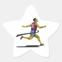 Meta corriente del atleta del corredor de maratón calcomanías forma de estrellaes personalizadas